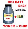 OKI TONER BLACK BOTLLES + CHIP B411, B431, MB461 (3K)