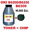 OKI TONER BLACK BOTLLES + CHIP B6200, B6250, B6300  (10K)